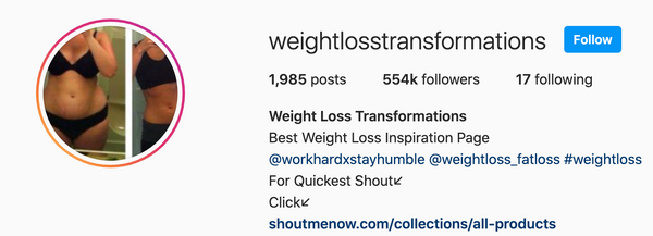 Weightlosstransformations Feature - 539,000 Followers!